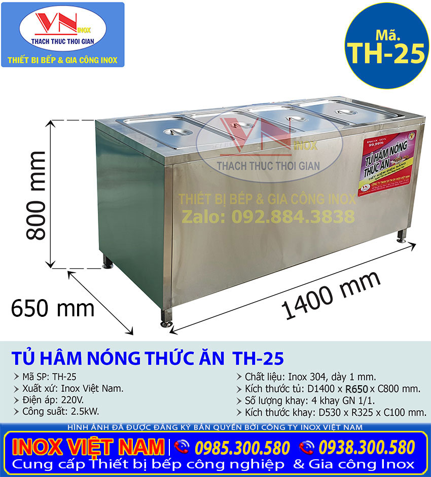 ban ham nong thuc an 4 khay th 25 - Tủ Hâm Nóng Thức Ăn 4 Khay GN TH-25