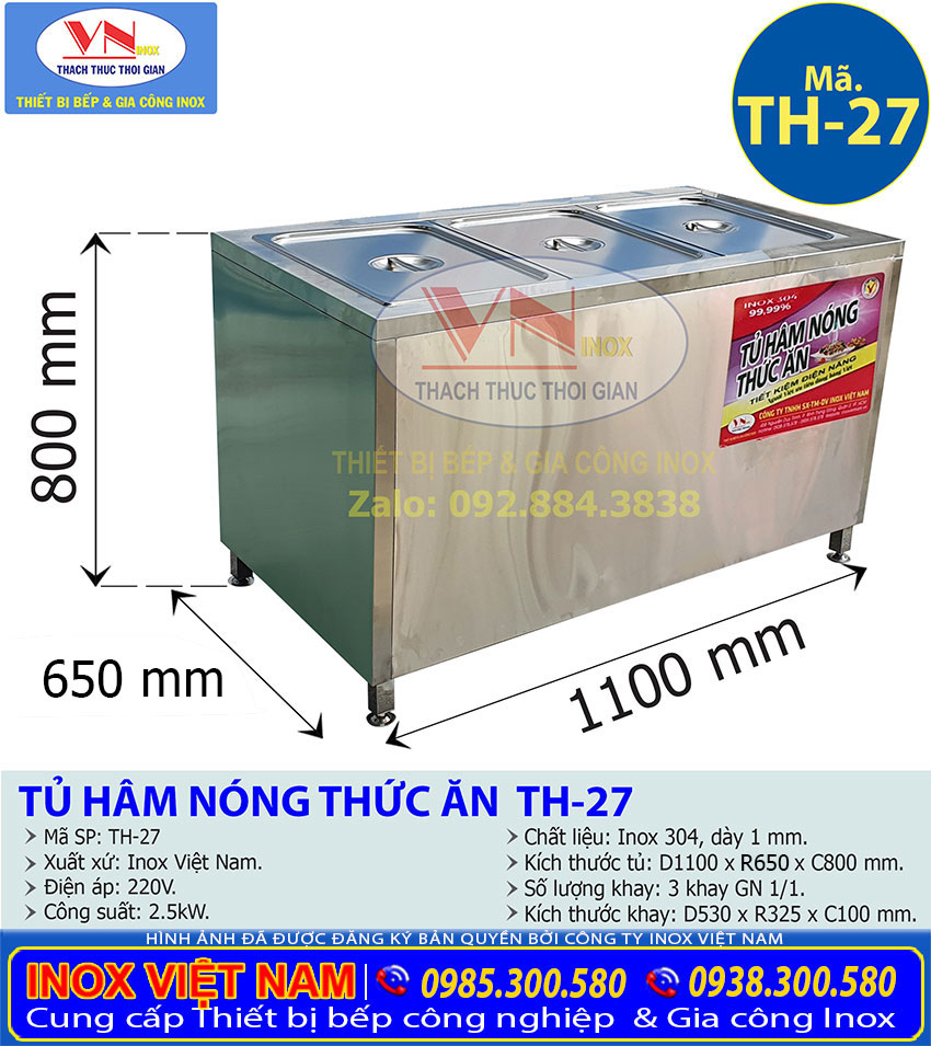 ban ham nong thuc an mini 3 khay gia tot th 27 - Tủ Hâm Nóng Thức Ăn 3 Khay TH-27