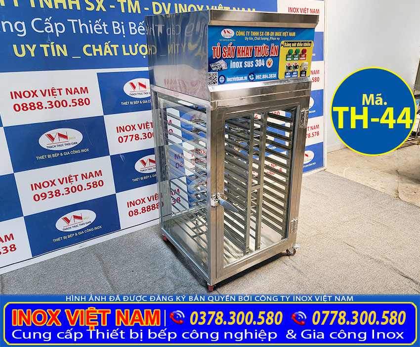 tu ham nong khay inox TH 44 3 - Tủ Sấy Khay Thức Ăn Inox Tiệt Trùng TH-44