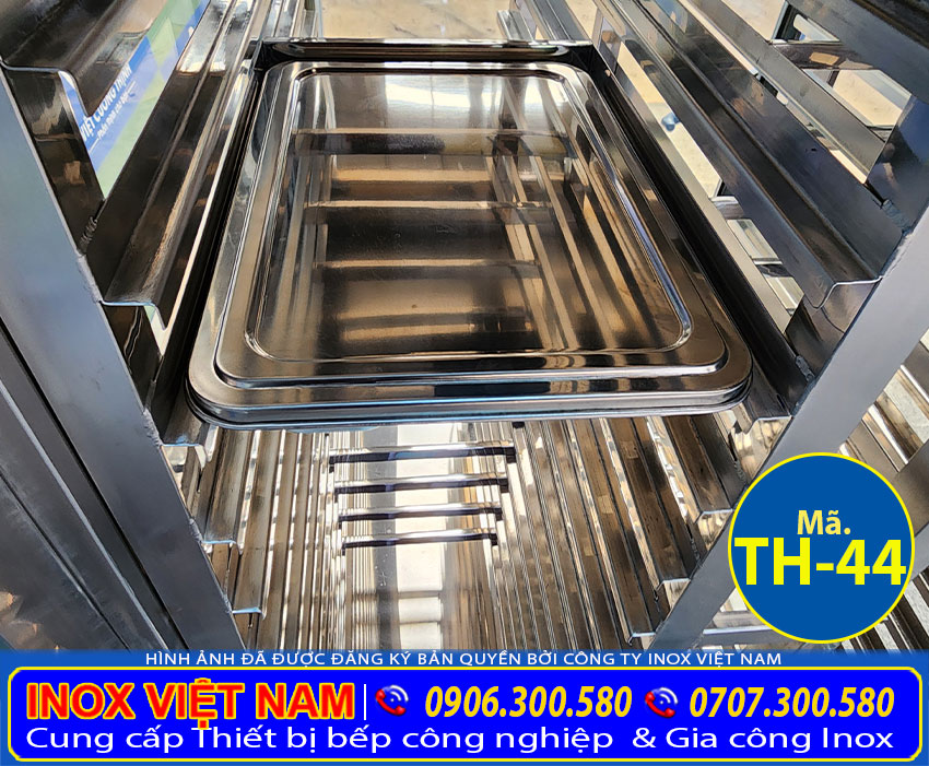 tu ham nong khay inox TH 44 8 - Tủ Sấy Khay Thức Ăn Inox Tiệt Trùng TH-44